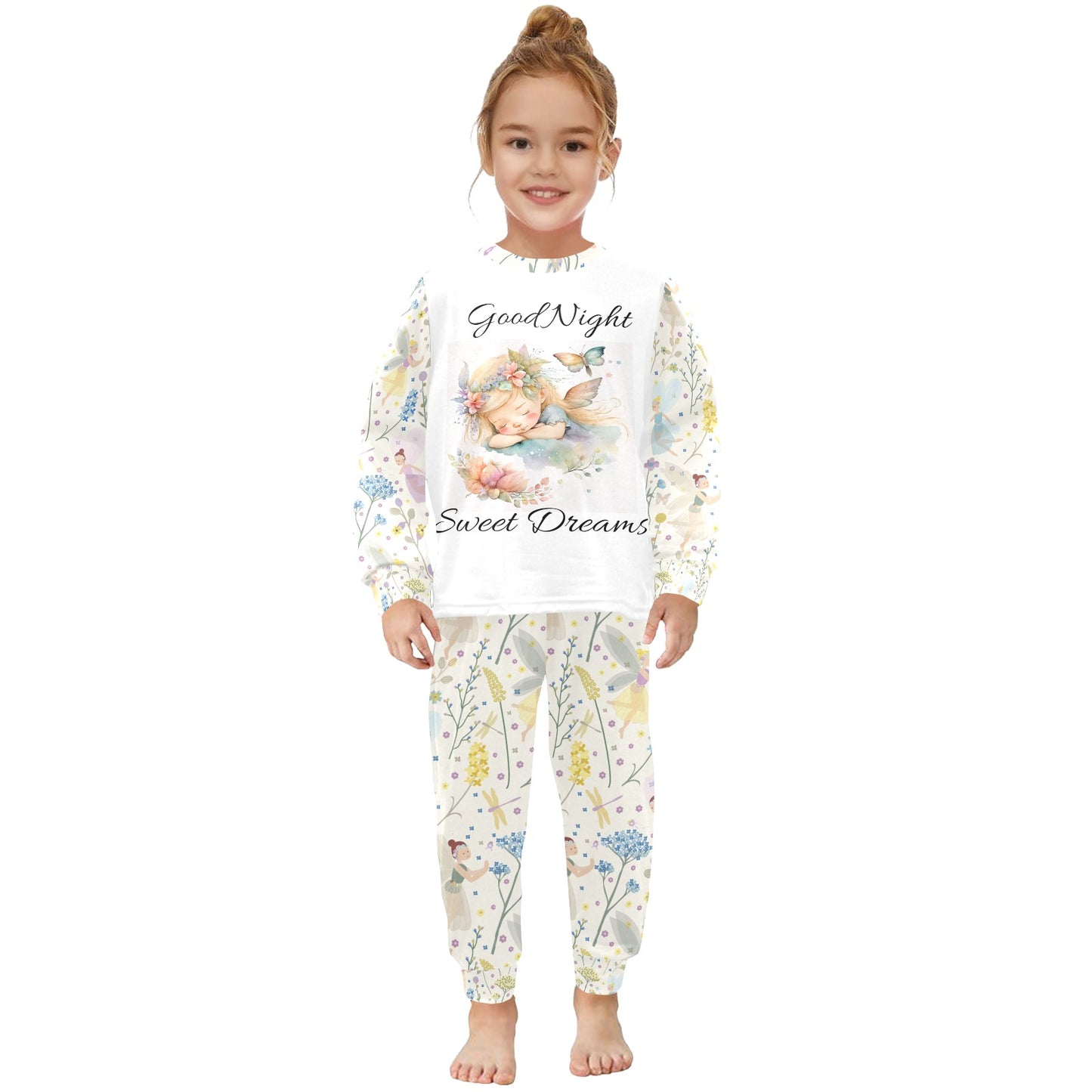 Good Night Sweet Dreams Little Girls' Crew Neck Long Pajama Set