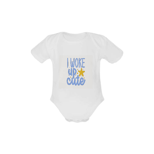 I Woke Up Cute - Boy's Baby Short Sleeve 100% organic cotton One Piece Onesie Inkedjoy