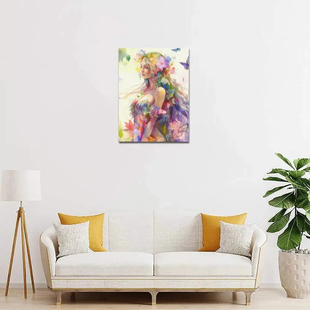 Floral Fairy Frame Canvas Print 12x16" inkedjoy