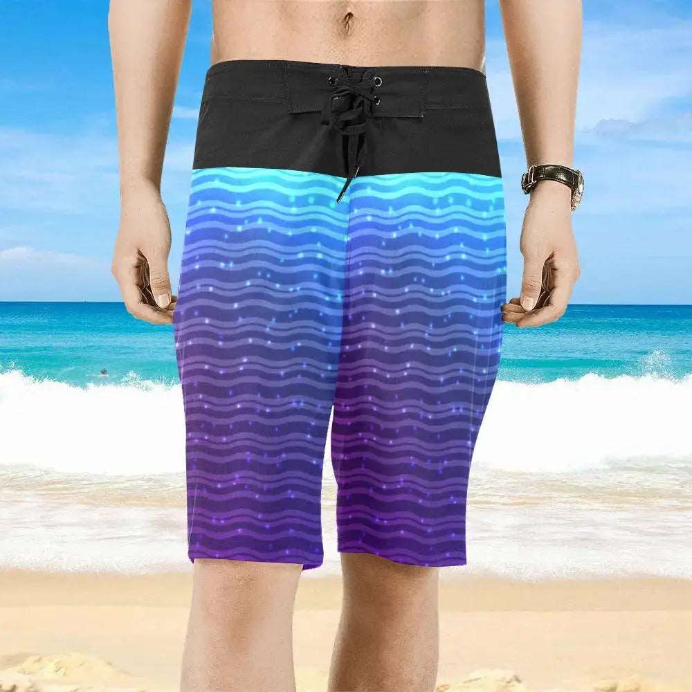 Men's Blue Gradient Relaxed-Fit Board Shorts inkedjoy
