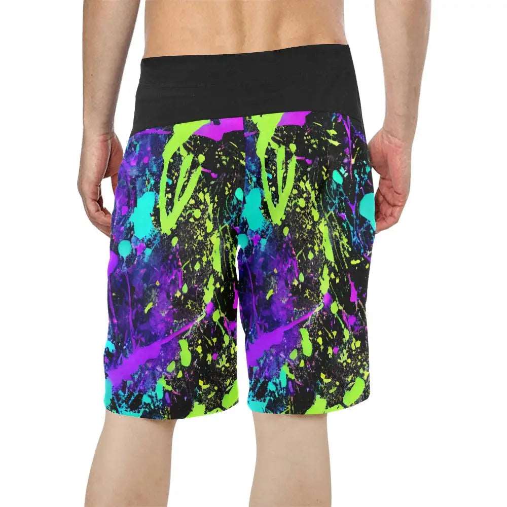 Neon Splattered Men's Relaxed Fit Shorts inkedjoy
