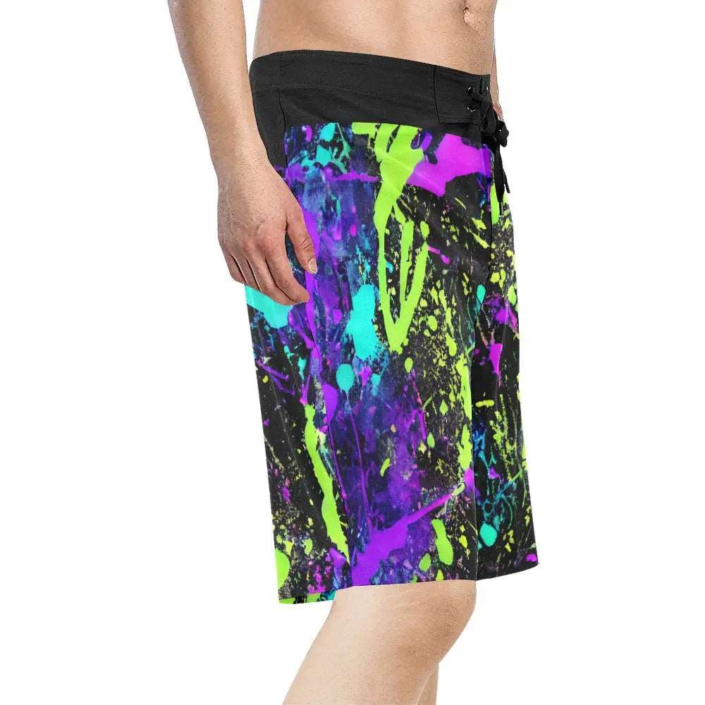 Neon Splattered Men's Relaxed Fit Shorts inkedjoy