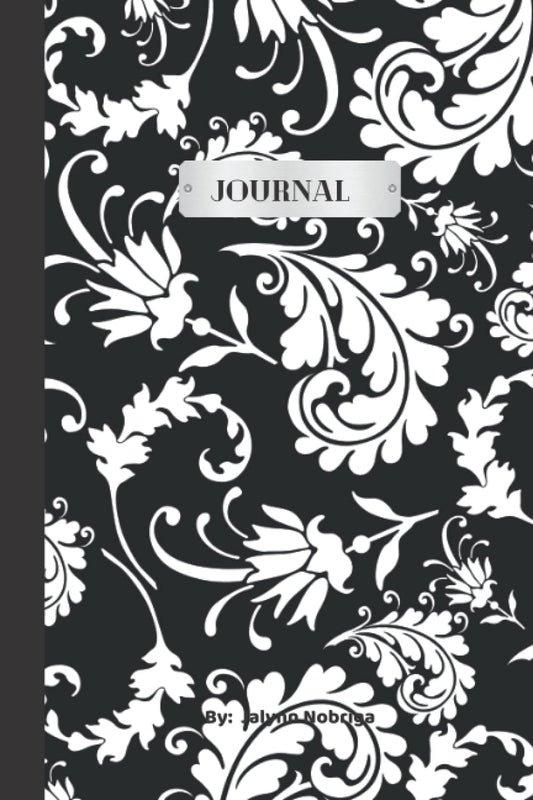 Black Floral Paisley Print Journal: 6x9 inches| black soft cover| 120 white pages| lined notebook