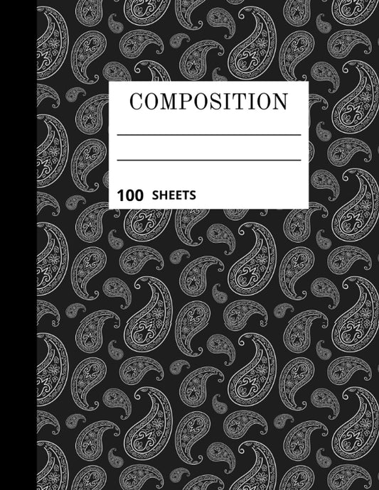 Composition : 100 Sheets: Black Paisley paperback covered 8.5x11 Notebook