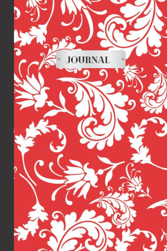 Red Floral Paisley Journal: 6x9 inches| Red Soft Cover|Black Spine|120 White Pages| Lined