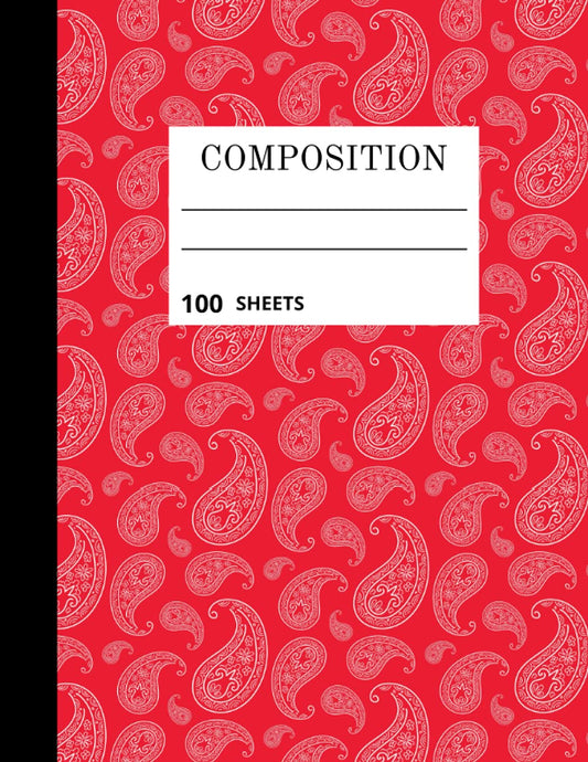Composition 100 Sheets: Notebook 8.5x11 Red Paisley print